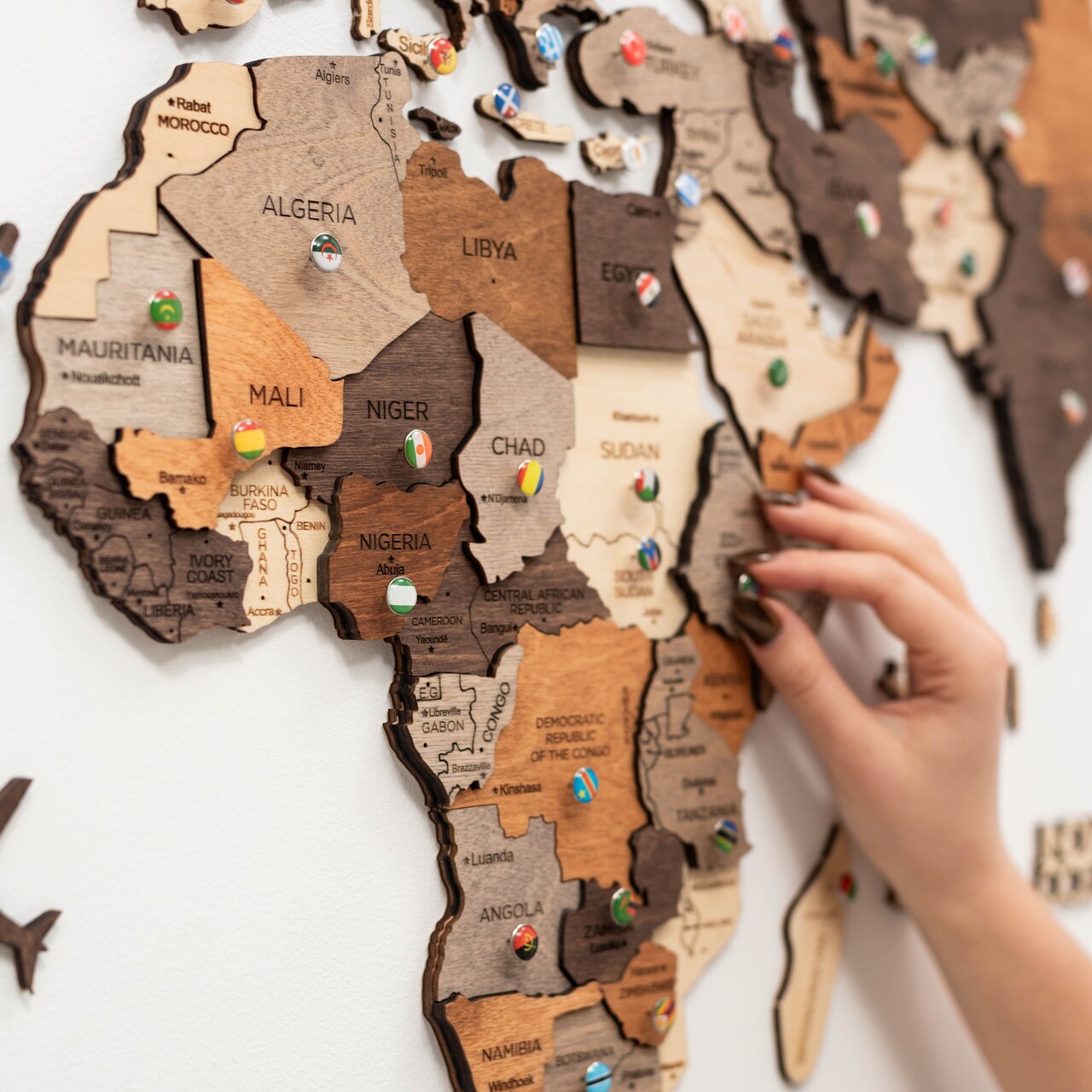 Modern Home Decor, 3D World Map, Living Room Decor, Wood Wall Art by Enjoy The Wood